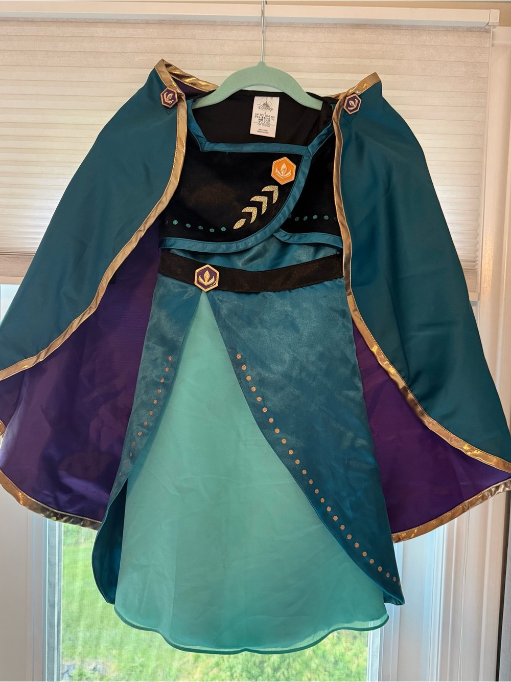 Disney’s Frozen Princess Anna Teal & Purple Girls' dress with detachable cape